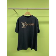 LOUIS VUITTON BLACK Embroidered Short-Sleeved T-Shirt 2025