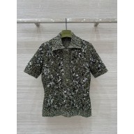 GUCCI GRAY Tweed blend polo top 2025