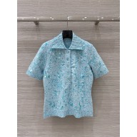 GUCCI BLUE Tweed blend polo top 2025