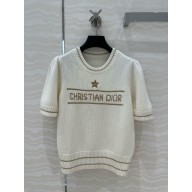 DIOR Gold-Tone Blended Virgin Wool and Cashmere Knit Short-Sleeved Sweater 2025
