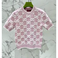 GUCCI PINK GG wool bouclé jacquard top 2025