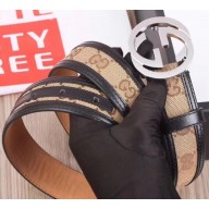 Gucci GG Supreme Belt with G Buckle 35mm Width Black Leather 