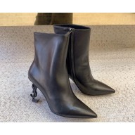 Saint Laurent  heel 8.5cm Opyum black leather boots 1104-2024