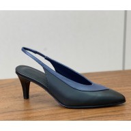 Loro Piana Rebecca Slingbacks in leather Black/blue Heel 5cm 2024