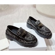 Dior Boy Platform Loafer Black and White Cannage Tweed 1104-2024