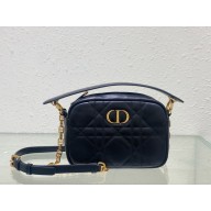 Dior small Caro Top Handle Camera Bag in Black Calfskin 2024