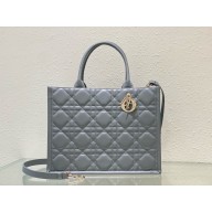 Dior Medium Book Tote Bag in gray Macrocannage Calfskin 2024