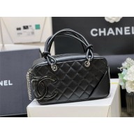 chanel Calfskin Quilted Small Cambon Bowler Black(original quality)