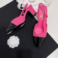Chanel Heel 6.5cm Slingbacks G31318 Tweed fuchsia 2024