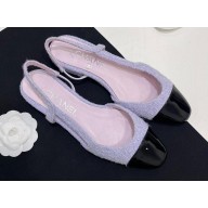Chanel Heel 1.5cm Slingbacks G31319 Tweed purple 2024