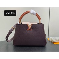 LOUIS VUITTON Capucines BB bag IN Taurillon leather M12956 Chocolate Brown/Quartz Pink/Beige/Tan Brown 2025