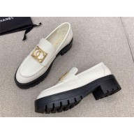 Chanel Calfskin & Metal Moccasins G45156 WHITE 2023
