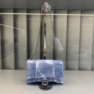 balenciaga denim hourglass wallet with chain 2022