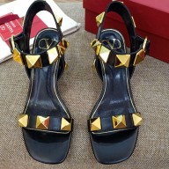 VALENTINO GARAVANI 6CM HEEL Roman Stud SANDALS Black 2021