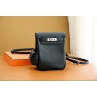hermes handmade Kelly Jump Backpack in swift leather BLACK(original quality)