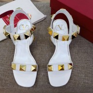 VALENTINO GARAVANI 6CM HEEL Roman Stud SANDALS White 2021