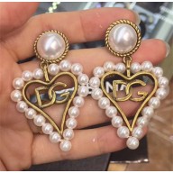 Dolce&Gabbana DG Heart Pearl Earrings White/Gold 2018