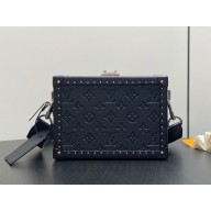 LOUIS VUITTON Monogram Shadow embossed cowhide leather Clutch Box M12876 2025