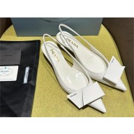 Prada Heel 4.5cm Brushed leather slingback pumps 1I318N white Spring 2024