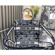 Dior Mini Dior Book Tote Bag with Strap in blue Toile de Jouy Reverse Embroidery 2024