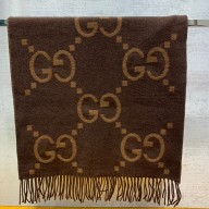 gucci GG cashmere jacquard scarf beige/dark brown