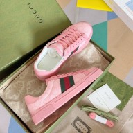 Gucci Pink GG Crystal canvas Ace Sneakers with web 760774 2024
