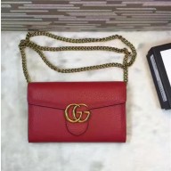 Gucci GG Marmont leather mini chain bag 401232 Red(jlx-741102)