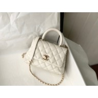 Chanel coco handle Mini Flap Bag in caviar leather white with gold hardware 2021