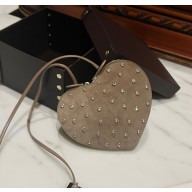 Alaia Le Cœur Heart Bag with drill in Suede leather Grey 1022-2024 