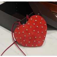 Alaia Le Cœur Heart Bag with drill in Suede leather red 1022-2024 