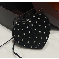 Alaia Le Cœur Heart Bag with drill in Suede leather black 1022-2024 