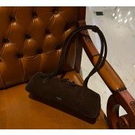 Alaia Le Tecket Medium Shoulder bag in Suede leather Dark brown 2024 
