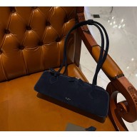 Alaia Le Tecket Medium Shoulder bag in Suede leather dark blue 2024 