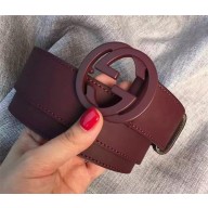 Gucci Leather belt with interlocking G dark brown