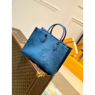 Louis Vuitton Monogram Empreinte Giant Onthego Tote Bag MM blue M45595