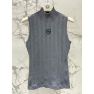 loewe High neck top in cotton blend gray 2024