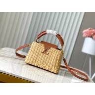 LOUIS VUITTON Rattan and cowhide leather Capucines MINI BAG M14365 BROWN 2025