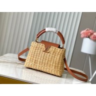 LOUIS VUITTON Rattan and cowhide leather Capucines BB BAG M26025 TAN 2025