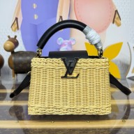 LOUIS VUITTON Rattan and cowhide leather Capucines MINI BAG M26003 black 2025