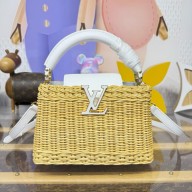 LOUIS VUITTON Rattan and cowhide leather Capucines MINI BAG M26004 white 2025