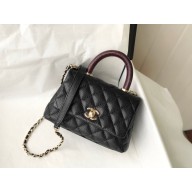 Chanel coco handle Mini Flap Bag in caviar leather black with lizard handle 2021