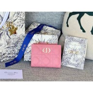Dior Caro Dahlia Wallet in pink Supple Cannage Calfskin 2024