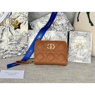 Dior Caro Scarlet Wallet in caramel Supple Cannage Calfskin 2024