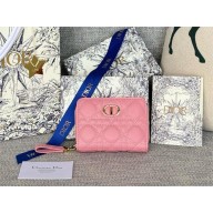 Dior Caro Scarlet Wallet in pink Supple Cannage Calfskin 2024