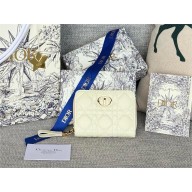 Dior Caro Scarlet Wallet in white Supple Cannage Calfskin 2024