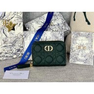 Dior Caro Scarlet Wallet in dark green Supple Cannage Calfskin 2024