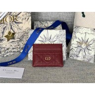 Dior Caro Five-Slot Card Holder in Supple Cannage Calfskin burgundy