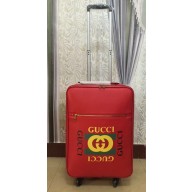 Gucci Grained Leather Logo Print Travel Luggage Red 2018