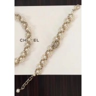 Chanel Chain and Pearl Bracelet Silver/White 2018