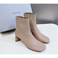 Balenciaga Women's Duty Free 60mm Boot in nude pink shiny soft lambskin 2024